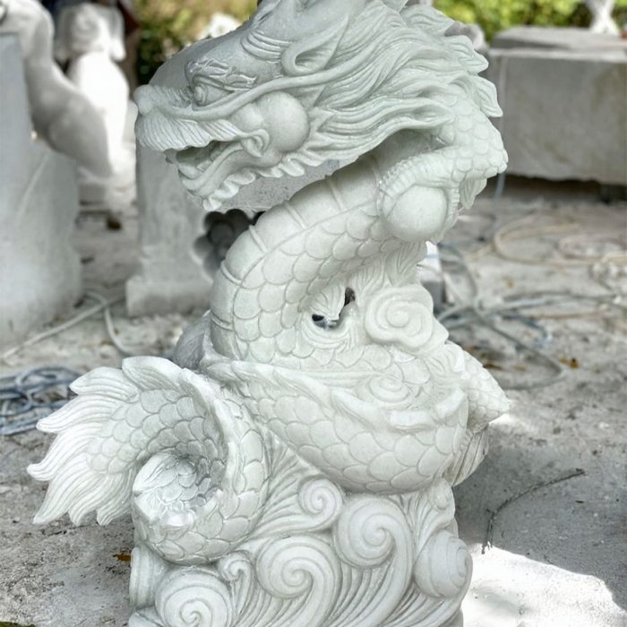 Tượng Rồng Đá Trắng Trong Xanh Tự Nhiên