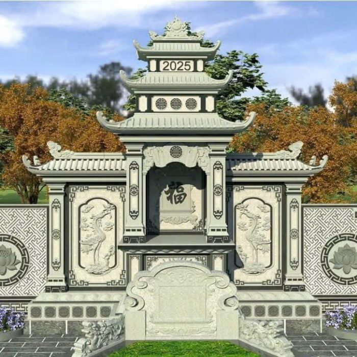Lăng thờ đá 3 mái có cánh